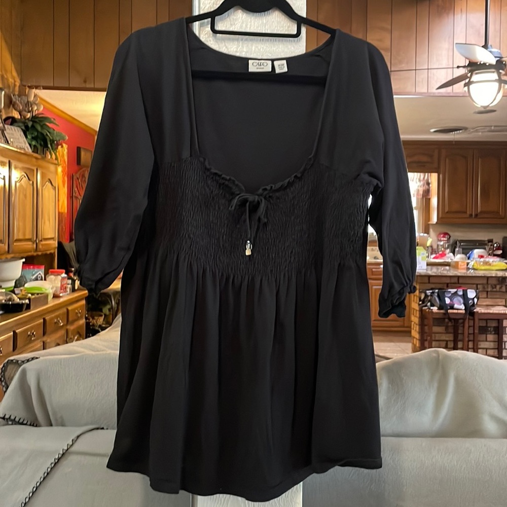 Cato Woman 3/4 Length Black Top Size 18/20W